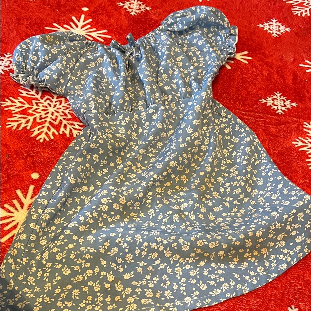 Adorable Blue Floral Kids Dress